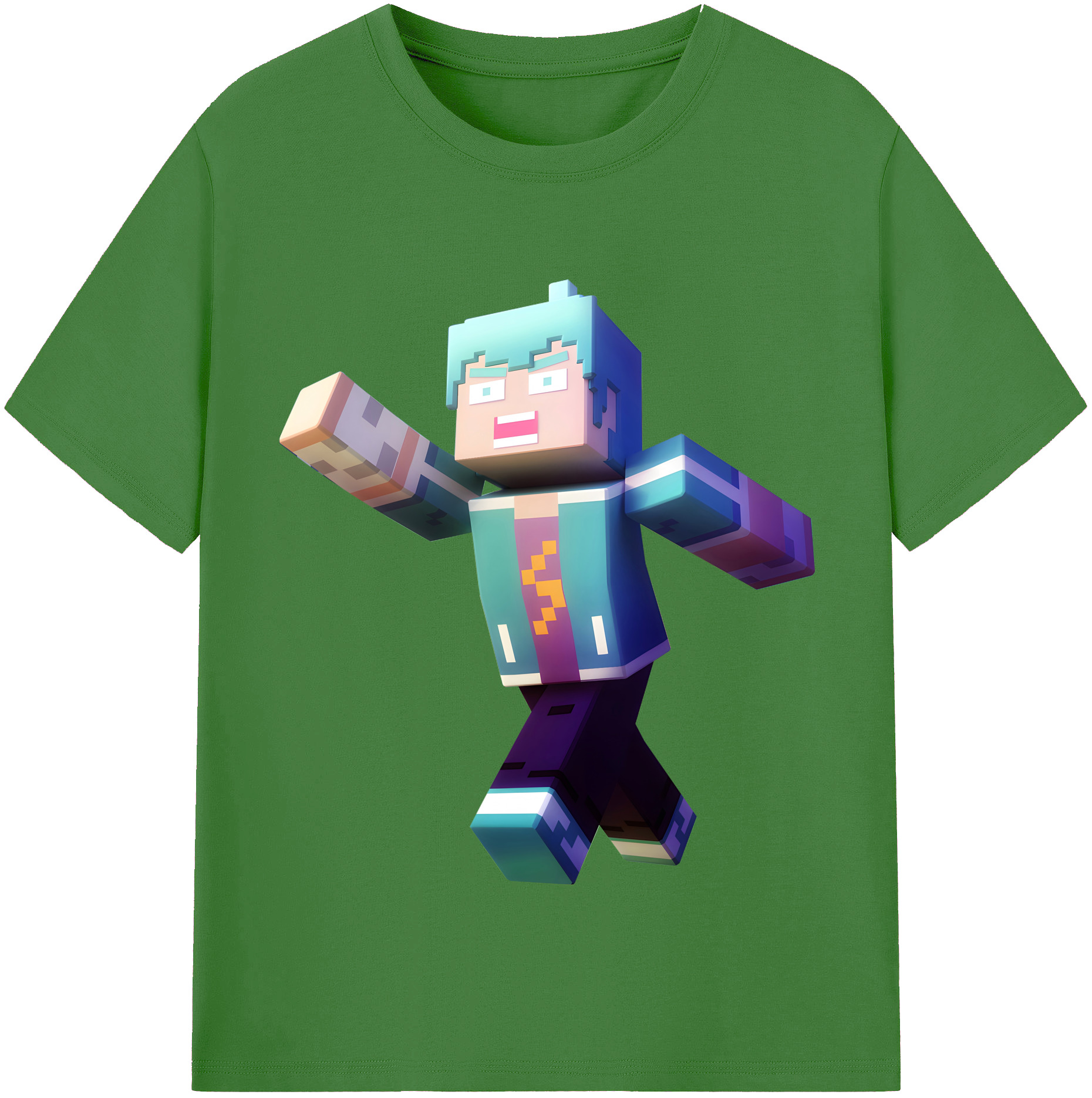 （画像用） マインクラフト ブロックの世界 Minecraft MC Block world レディースカジュアルプリントTシャツ（綿100％）